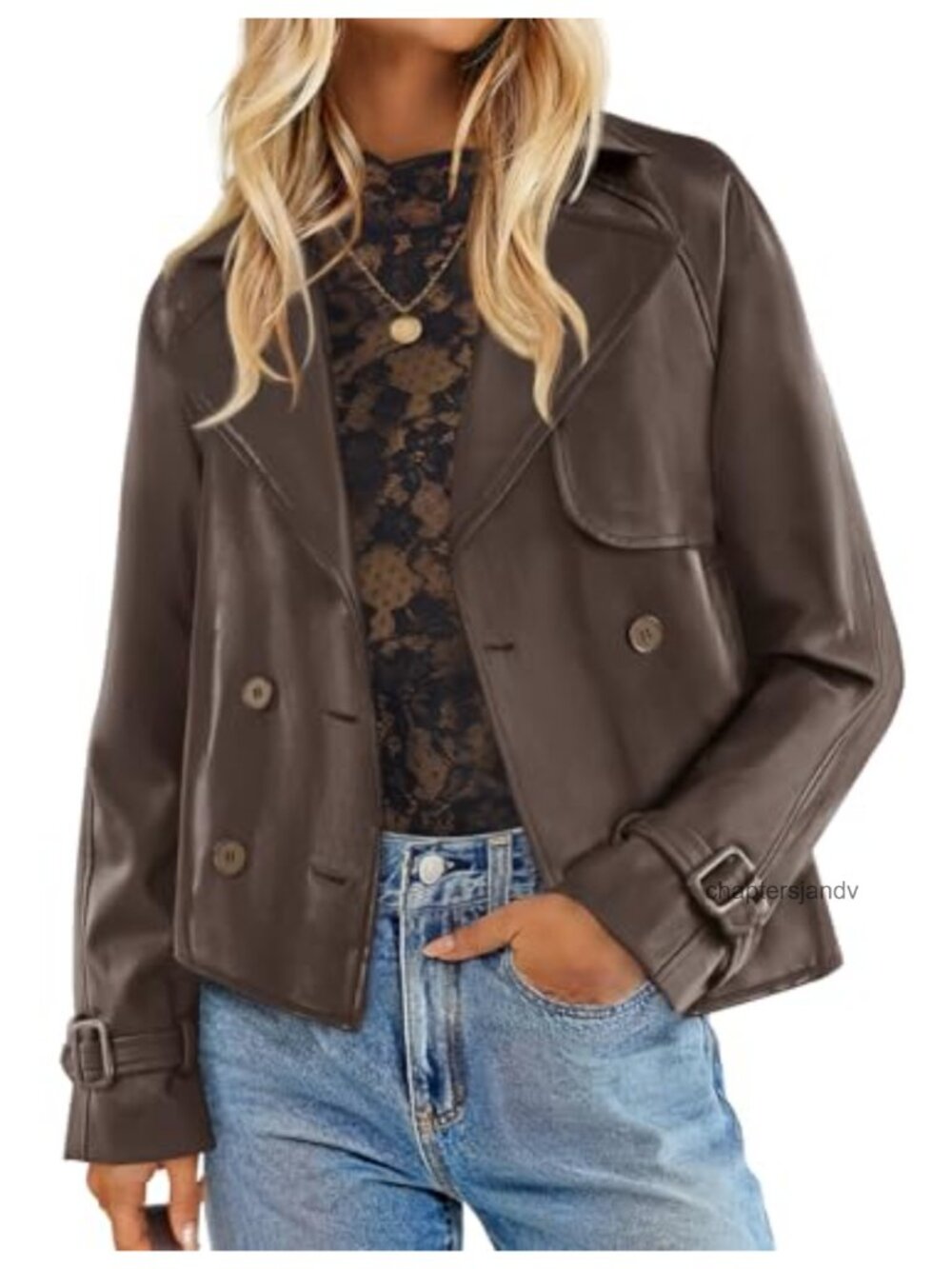 Faux Leather Button Down Moto Biker Jacket Oversized Moto Outwear